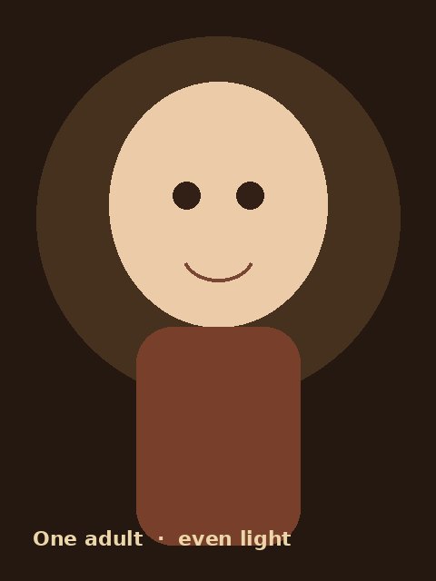 Illustrated example: one adult, face clear, even light.